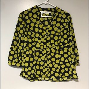 Naomi Polka Dot Button Blouse Top